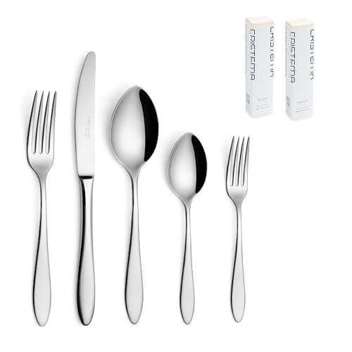 Besteckset Hochglanz, 30 Teile (6 Personen), Colombo-Kollektion, hergestellt aus Edelstahl 18/10, spülmaschinenfest. Hergestellt in Portugal, Europa.