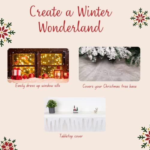 Christmas Snow Bundle - Snow Blanket, Artificial Snowflake and Snow Fringe Garland - Ideal for Creating a Winter Wonderland Christmas Decoration, Fake Snow
