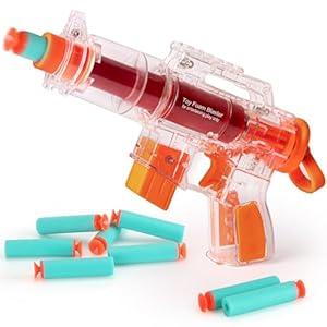 Toy Foam Blaster for Boys Age 3-5 Years Old Mini Size Toy Pistol with Clear Housing Design Education Model with 10 Pcs Foam Darts