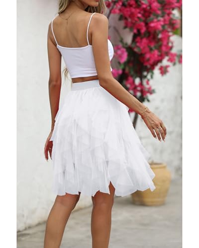 Kingfancy Tulle Skirts for Women Short Fairy Skirt Tutu A-Line Mesh Layered Halloween Skirts3