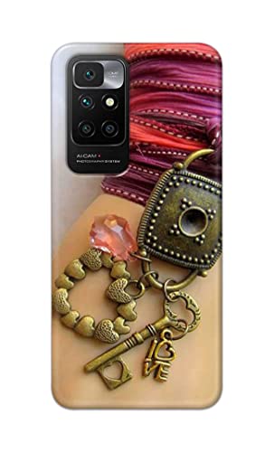 Image of Girl Hand with Keychain Hard Back Case Cover for Redmi 10 Prime Back Cover -(J5) VNS2228