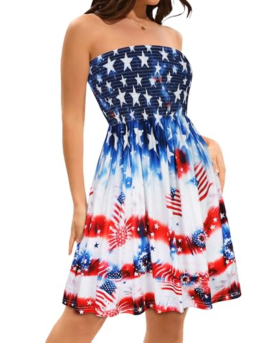 Image of elescat Summer Dresses for Women 2026 Strapless Casual Beach Cover Ups Tube Top Sundress