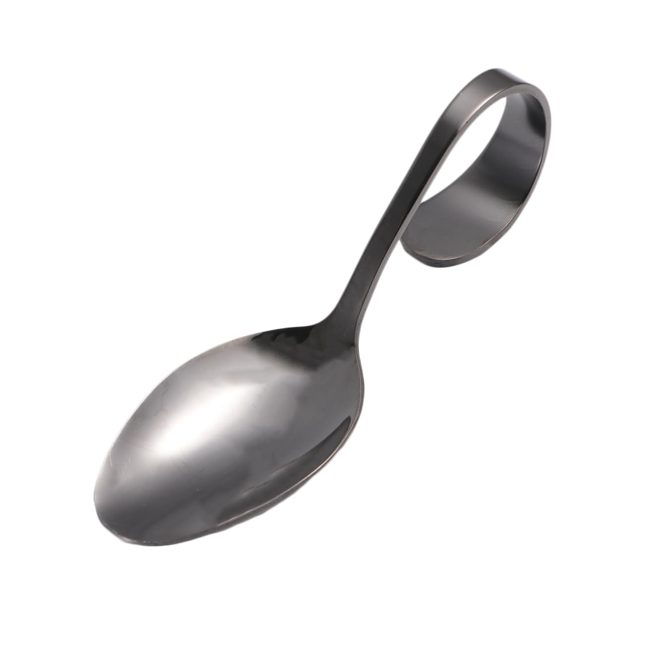 LALADEFIEE Serving Spoon Bent Handle Spoon Mixing Spoon Sugar Spoon Fruit Spoon Curved Spoon Dinner Spoon Saucier Drawing Spoons Soup Spoon Dessert Spoons Curved Handle Spoons Kit Black