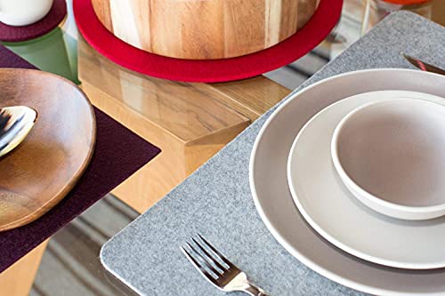 Graf Lantz Rectangle Placemat - 100% Merino Wool Felt - Water-Wicking, Stain-Resistant, Absorbent (Charcoal) #TOP6