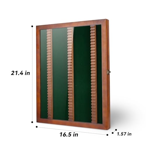 Image of Golf Pencil Display Case Holds 99 Round or Octagonal Golf Pencils Wood Wall Mount Clear Display Case with Acrylic Dust UV Cover