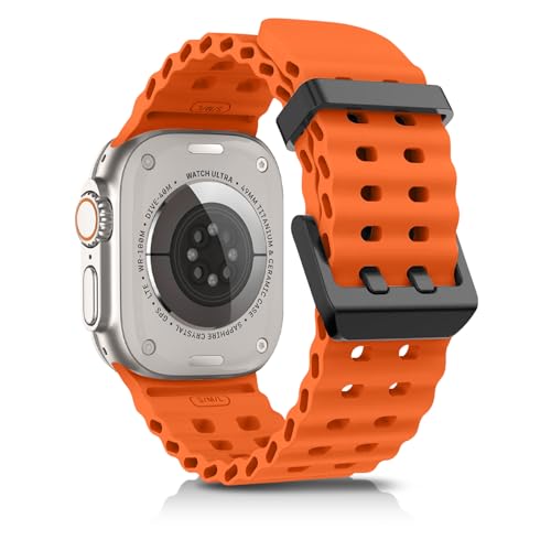 chinbersky Ocean armband kompatibelt med Apple Watch Ultra 2/ultra armband 49 mm 46 mm 45 mm 44 mm 42 mm, ventilerande sportsilikon, ersättningsarmband för iWatch SE Series 10 9 8 7 6 5 4 3 2 1,