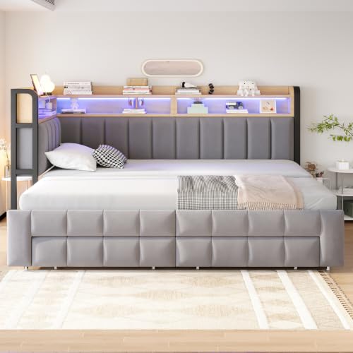 Cama tapizada sofá cama 90/180 x 200 con cajones ideal para habitaciones de invitados acogedoras 2