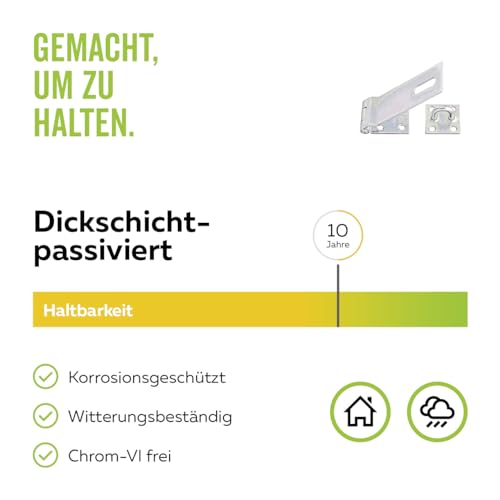 Alberts 348359 Sicherheits-Überfalle | galvanisch verzinkt, dickschichtpassiviert | Länge Überfalle 85 mm | Breite 37 mm