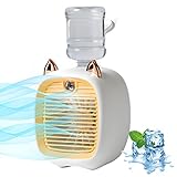 Ventilador de aire acondicionado portátil, enfriador de aire evaporativo para niños con botella de agua, mini aire acondicionado personal USB con 3 velocidades de viento, ventilador de refrigeración