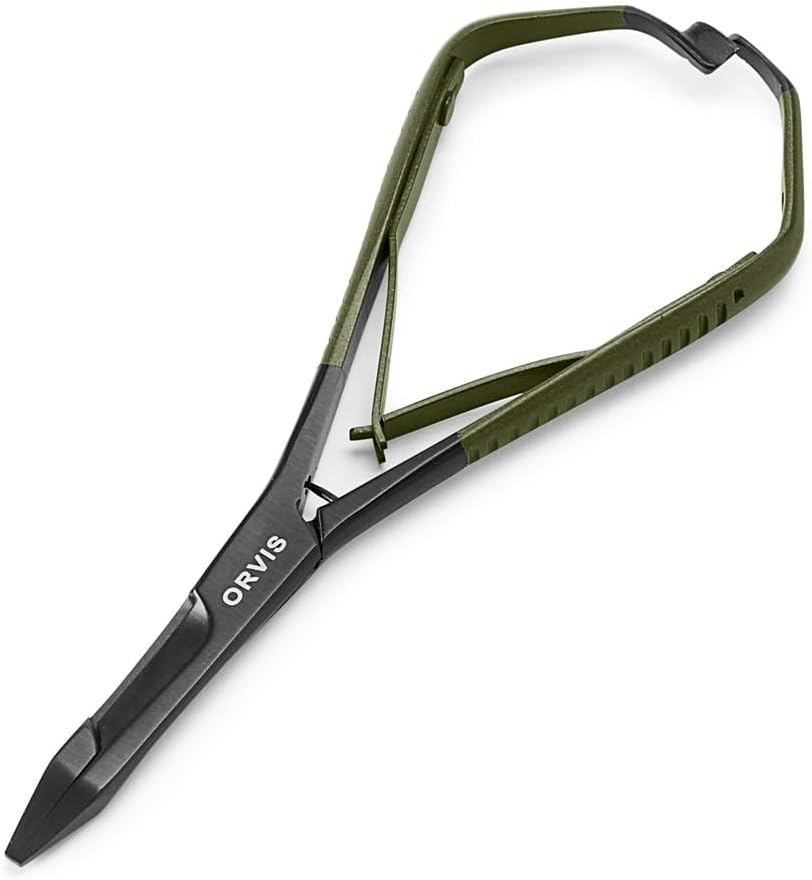 Orvis Flow Mitten Clamp Fly Fishing Clamp Tool with Integrated Scissors and Needle, Locking Handle Design, Black Olive