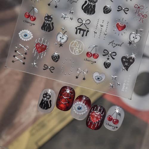 Image of Black Cat Nail Art Stickers Halloween Nail Stickers Gothic Nail Decals