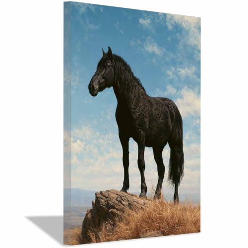Toile Peinture Stallions 60x90cm affiche paysage rocheux