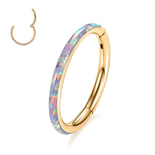 Arowro Helix Rook Earrings Septum Hoop Nose Hoop Gold 20G Opal 316L Surgical Steel 8Mm Tragus Daith Cartilage Piercing Jewelry Sleeper Earring #TOP12