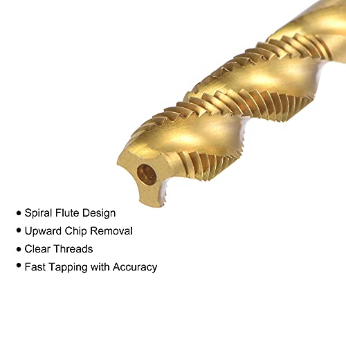 sourcing map Gewindebohrer mit Spiralnut M7 x 1 Schnellarbeitsstahl Titanbeschichteter Maschinengewindebohrer 3 Schneidiges Gewindeschneidwerkzeug H2 Toleranz