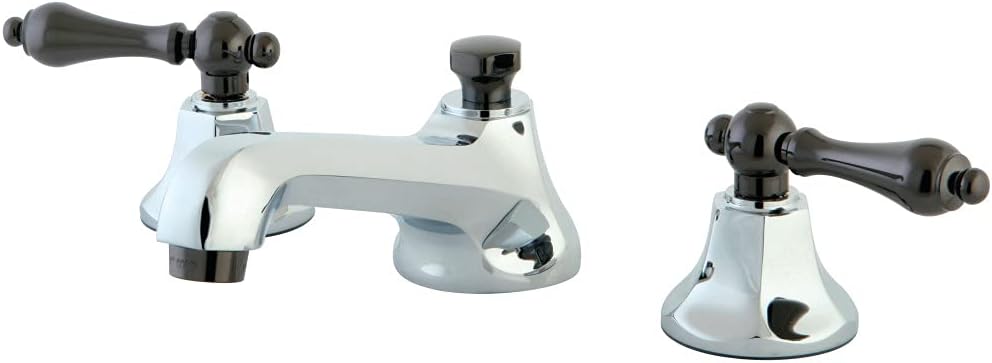 Kingston Brass NS4463AL Widespread Bathroom Faucet, Polished Chrome/Black Stainless Steel