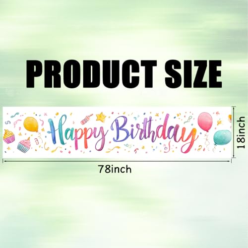 Image of Nuxovilar Birthday Yard Banner Colorful Backdrop 78.7x17.7 Polyester