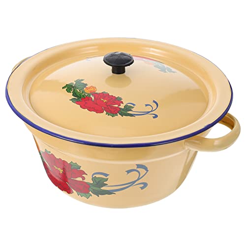 Yardwe Oven Stainless Steel Mixing Bowl Enamel Bowls Vintage Metal Bowls: Salad Bowl With Lid Washing Basin Ramen Bowls Soup Bowls Serving Bowl For Soup Noodle Pho Udon Stainless Steel Mixing Bowl #TOP8
