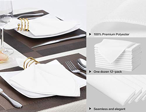 Surmente 20-Inch Polyester Cloth Napkins Linen Dinner Napkins - Set Of 12 For Weddings, Banquets, Or Restaurants (1-Dozen) (White) #TOP1