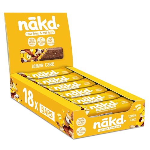 Nākd. Lemon Drizzle | Barritas Raw de Fruta y Frutos Secos | 100% Ingredientes Naturales | Sin Azúcar Añadido | 18 x 35g | 630g