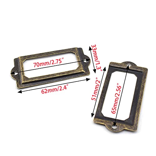 Aifeier Et 8 Pack Antique Metal Tag Card Label Frame, Vintage Green Bronze Label Holder Pull Handle, For Libraries, Drawers, Bookcases, And Other Items #TOP2