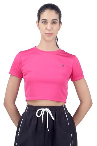 Image of Amazon Brand - INKAST Women Solid Fitted T-Shirt | Active Wear Crop Tops | Casual Sport Wear | Gym | Training | Running | Workout | Crew Neck