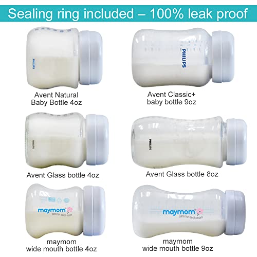 Maymom Solid Lids Aka Travel Caps W/ Sealing Ring Compatible With Avent Bottle; Cap Replace Avent Natural Bottle Screw Ring N Sealing Disc; Fit Avent Anti-Colic Polypropylene, Glass Bottle, Avent Pp #TOP2