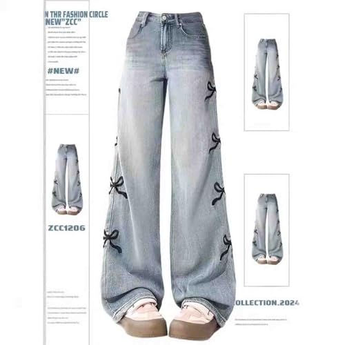 Women's Denim Pants Y2K Jeans Retro Embroidered Pattern Printed Loose Casual Jeans Straight Leg Pants2