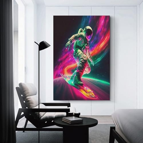 Astronaute murale surf dans l'espace tableau impression grand format