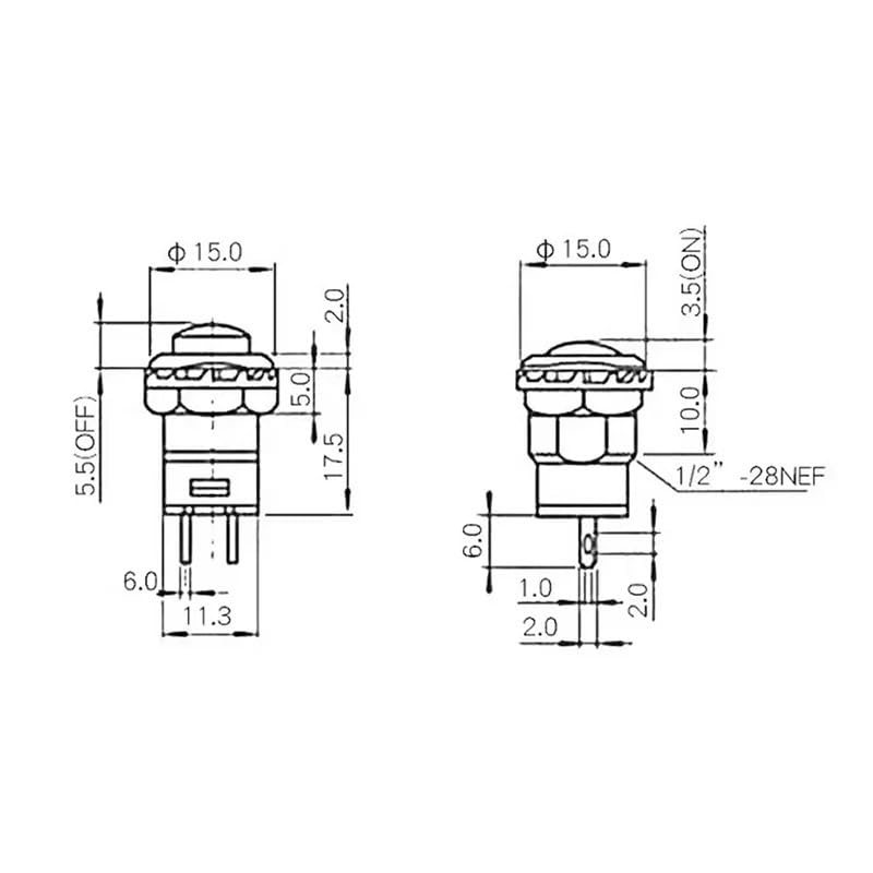 Interrupteur bouton rond 12 mm self reset noir composant électronique DS-428 - 5