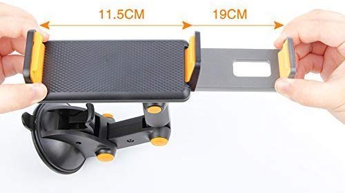 Image of JCB Shape Car Mobile Tablet Holder Ultra Silicon Gel Pad Suction Cup Flexible Neck 360 Degree Rotation Pefect for Windshield Dashboard Use Size 4-11 inch inch - (Black)