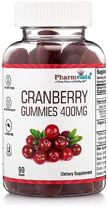 Cranberry Gummies for Kids & Adults 400mg-Gluten Free Allergen Free Nutrient Rich Vegan Supplement -Cranberry Chews-90 Count