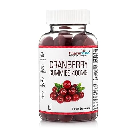 Pharmvista Cranberry Gummies 400mg - Gluten Free, Allergen Free, Nutrient Rich, Vegan Supplement - 90 Count Cover