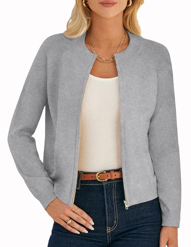 Image of GRACE KARIN Womens Long Sleeve Zip Up Cardigan Sweaters Lightweight Sweater Jacket Knitted Fashion Clothes