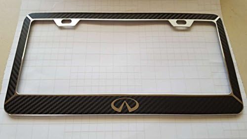 Ryomamoto Infiniti Black Carbon Fiber Style Reverse Cut Decal Chrome Metal License Frame