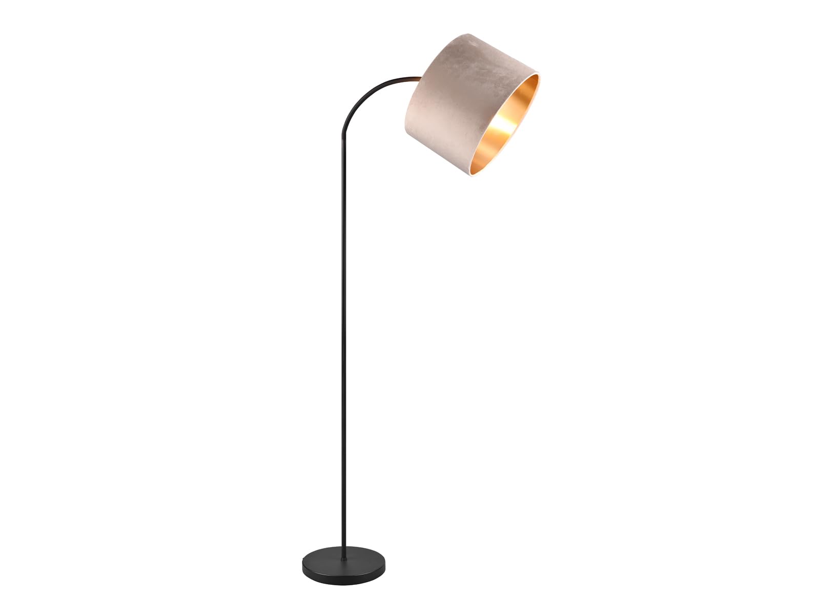Stehleuchte mit Samt Lampenschirm Beige, innen Gold, Höhe 156cm