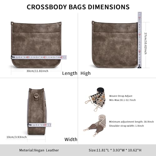 Image of HKCLUF Crossbody Bags for Women Trendy Vegan Leather Hobo Handbags With 2PCS Adjustable Guitar Strap Shoulder Bucket Bags