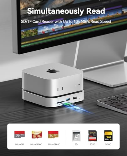 Image of ORICO MiniLink Mac mini M4 Hub with SATA SSD Enclosure, 5Gbps(480MB /s) USB 3.0 Port, SD 3.0 /TF 3.0 Card Readers, 3.5mm Headphone Jack and Microphone Jack (M410P)