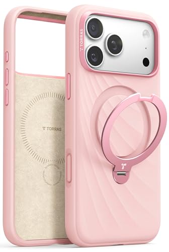Image of TORRAS Q3 Wind for iPhone 17 Pro Case Silicone, 360 Magnetic Stand, Fit for MagSafe, Camera Control, Safe Soft Elegant Phone Case for iPhone 17 Pro 6.3'', Powder Pink