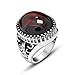 OAKKY 316l Stainless Steel Classical Exquisite Animal Pattern Red Agate Rings Size 9