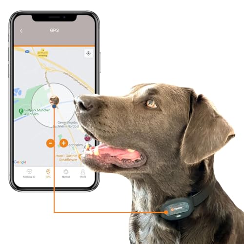 Tierfritz GPS Tracker für Hunde – Hunde GPS Tracker mit Live-Tracking, Weglaufalarm, Aktivitäts- & Schlaftracking, weltweit, wasserdicht – GPS Tracker Hund (ABO separat über App)