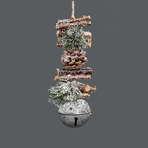 33cm Garland with Silver Jingle Bells Wooden Sticks