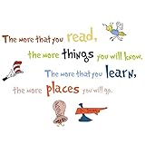 Buiory Removable Colorful Dr. Seuss Inspirational Quotes Wall Decal Learning Education Saying Wall S