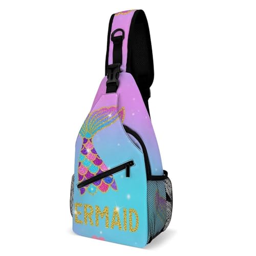 Lightweight Chest Shoulder Backpack, Chest Bag, Fashion Day Pack For Women And Men Mermaid Tail Scale