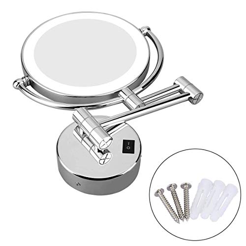Miroir grossissant 5X mural éclairé double face extensible