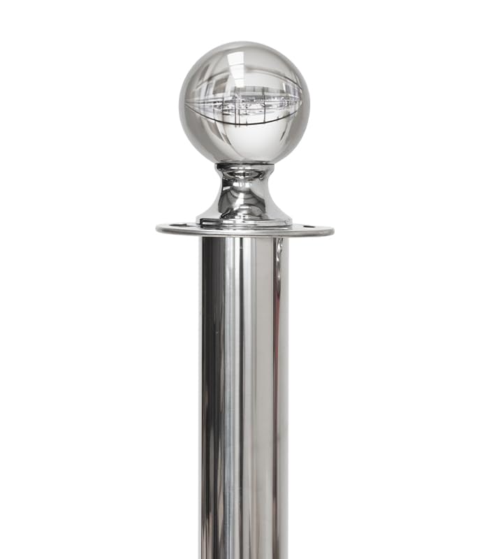 Postes Separadores con Bola Cromados 33cm x 1m para Catenarias Eventos