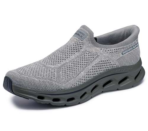 Skechers Skechers Men's Go Walk Glide Step 2.0 Caleb Hands Free Slip-Ins Sneaker, Gray, 10