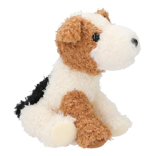 Depesche 13765 TOPModel Fur Ever Friends - Kuscheltier Hund Arlo, mit lockigem Fell in Creme, Braun und Schwarz, ca. 16 cm großes Plüschtier