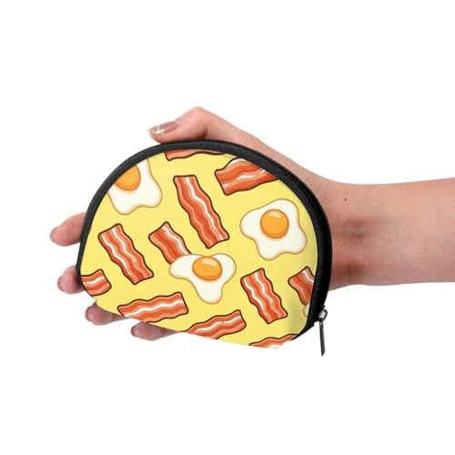 Portable Coin Purse Bacon Eggs Pattern Mini Zippered Money Pouch Card Holder3