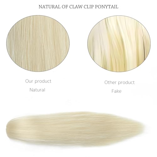 Yamel Ponytail Extension Claw Clip Ponytail 12 Inch Bleach Blonde Straight Synthetic Ponytail Hairpiece for Women - Image 4