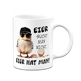 Ostergeschenke für erwachsene Männer - Tasse Eier sucht man nicht. Eier hat man! - Kücken Kappe - Ostertassen lustig für Ostern - Geschenk für Mann, Freund, Hühnerliebhaber (Weiß)